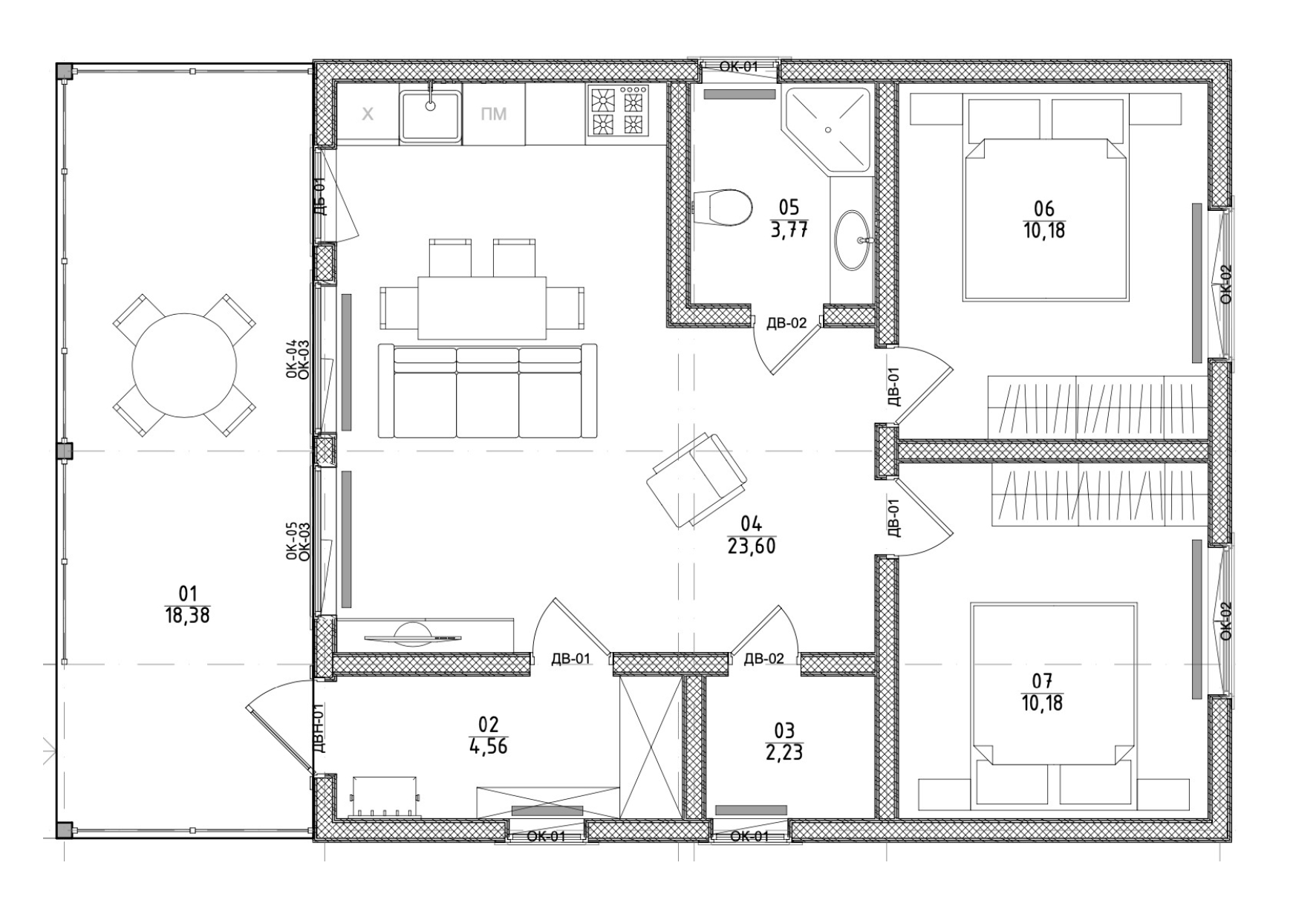 Планировка — Коттеджный поселок Новичково, 2-комн., 55 м²