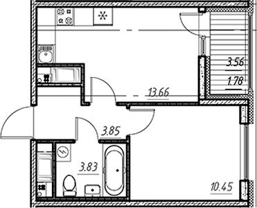 Планировка — Новый Московский, 1-комн., 32 м²