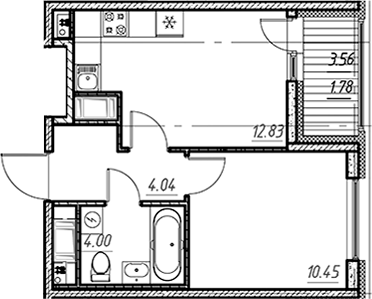 Планировка — Новый Московский, 1-комн., 31 м²