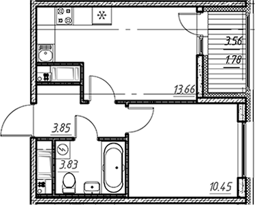 Планировка — Новый Московский, 1-комн., 32 м²