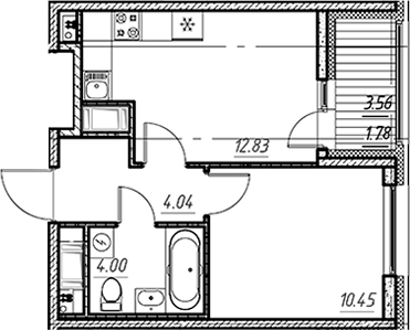 Планировка — Новый Московский, 1-комн., 31 м²