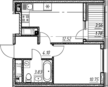 Планировка — Новый Московский, 1-комн., 31 м²