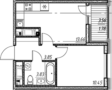 Планировка — Новый Московский, 1-комн., 32 м²