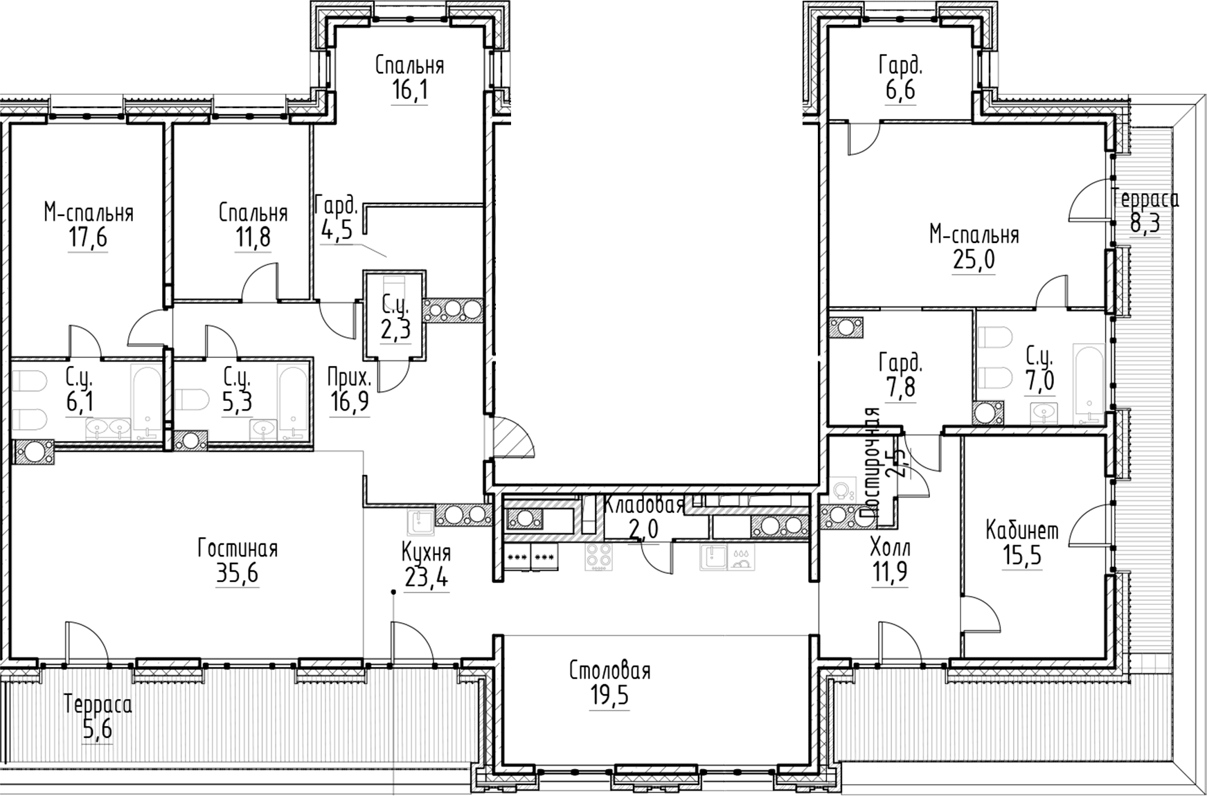 Планировка — Моисеенко, 10, 5-комн., 237 м²