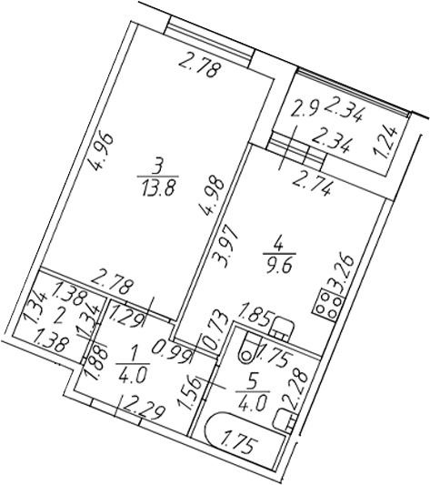 Планировка — Полис ЛАВрики, 1-комн., 33 м²