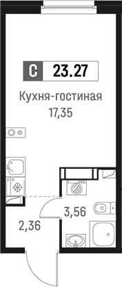 Планировка — Максималист, Студия, 23 м²