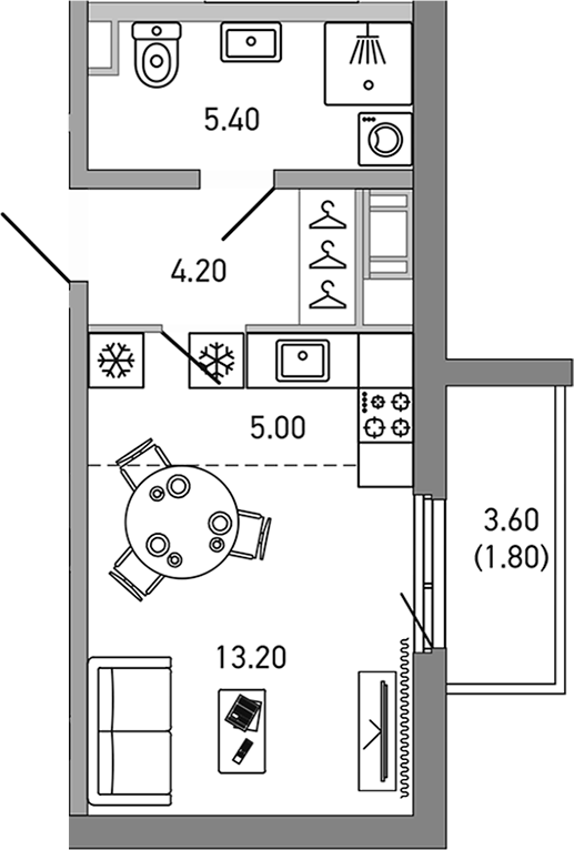 Планировка — LOVO, Студия, 28 м²