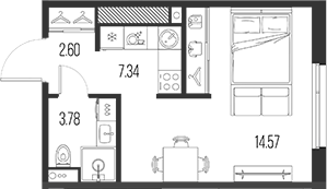 Планировка — Legenda Васильевского, Студия, 28 м²