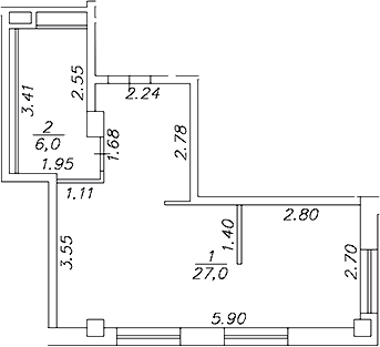 Планировка — Artel 17/52 (ex.Gler), Студия, 33 м²