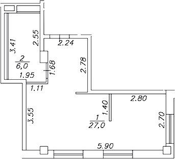 Планировка — Artel 17/52 (ex.Gler), Студия, 33 м²