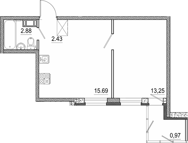 Планировка — Экоквартал Гармония, 2-комн., 34 м²
