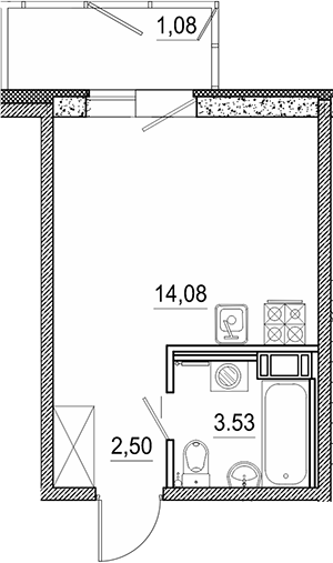 Планировка — Экоквартал Гармония, Студия, 20 м²
