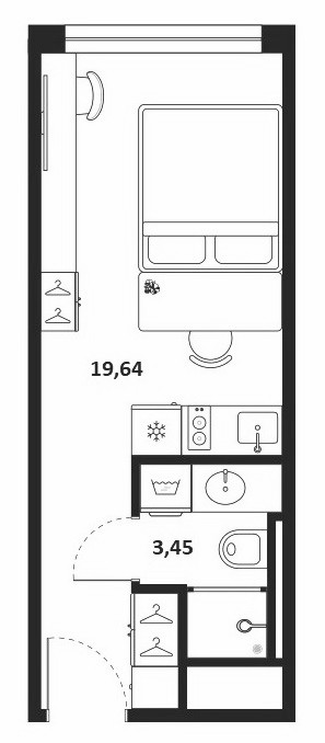 Планировка — МФК SAAN, Студия, 23 м²