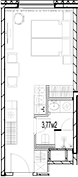 Планировка — МФК SAAN, Студия, 25 м²