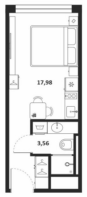 Планировка — МФК SAAN, Студия, 22 м²
