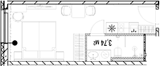 Планировка — МФК SAAN, Студия, 22 м²