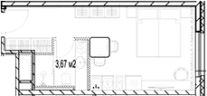 Планировка — МФК SAAN, Студия, 24 м²