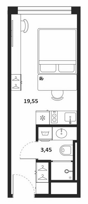 Планировка — МФК SAAN, Студия, 23 м²