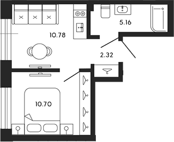 Планировка — 17/33, 1-комн., 29 м²