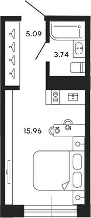 Планировка — 17/33, Студия, 25 м²