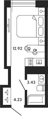 Планировка — 17/33, Студия, 21 м²