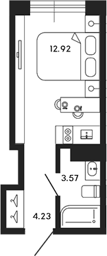 Планировка — 17/33, Студия, 21 м²