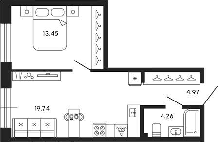 Планировка — 17/33, 2-комн., 42 м²