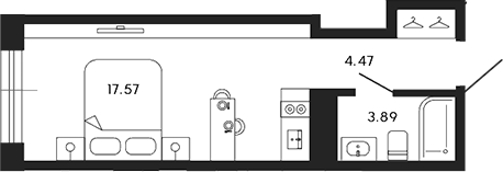 Планировка — 17/33, Студия, 26 м²