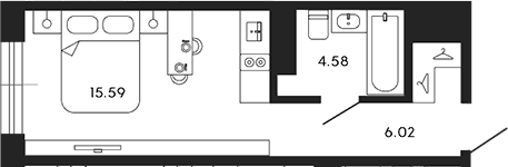Планировка — 17/33, Студия, 26 м²