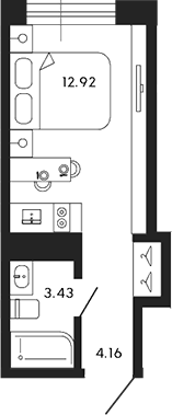 Планировка — 17/33, Студия, 21 м²