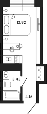 Планировка — 17/33, Студия, 21 м²