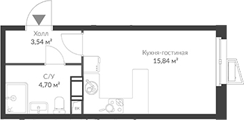Планировка — ВЕРЕН НОРТ Cертолово, Студия, 24 м²