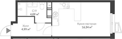 Планировка — ВЕРЕН НОРТ Cертолово, Студия, 25 м²