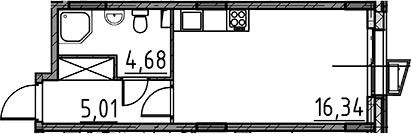Планировка — ВЕРЕН НОРТ Cертолово, Студия, 26 м²