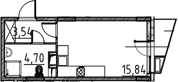 Планировка — ВЕРЕН НОРТ Cертолово, Студия, 24 м²