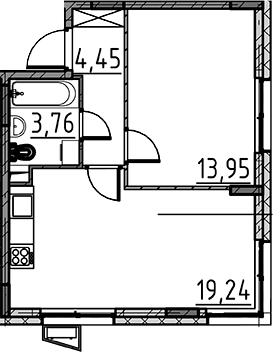 Планировка — ВЕРЕН НОРТ Cертолово, 2-комн., 41 м²