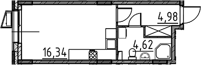 Планировка — ВЕРЕН НОРТ Cертолово, Студия, 26 м²
