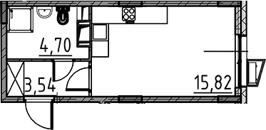 Планировка — ВЕРЕН НОРТ Cертолово, Студия, 24 м²
