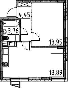 Планировка — ВЕРЕН НОРТ Cертолово, 2-комн., 41 м²