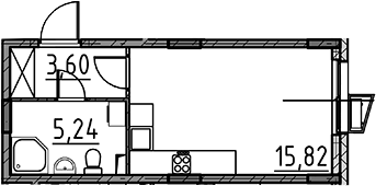 Планировка — ВЕРЕН НОРТ Cертолово, Студия, 25 м²