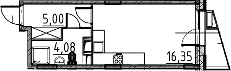 Планировка — ВЕРЕН НОРТ Cертолово, Студия, 25 м²