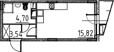Планировка — ВЕРЕН НОРТ Cертолово, Студия, 24 м²