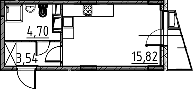 Планировка — ВЕРЕН НОРТ Cертолово, Студия, 24 м²