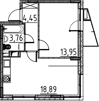 Планировка — ВЕРЕН НОРТ Cертолово, 2-комн., 41 м²