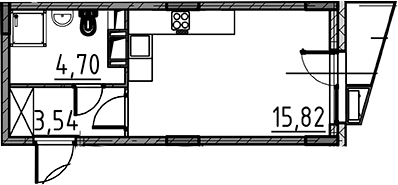 Планировка — ВЕРЕН НОРТ Cертолово, Студия, 24 м²