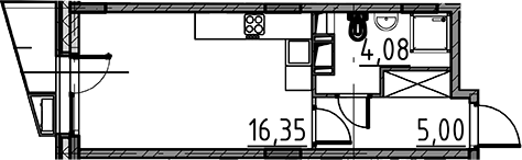 Планировка — ВЕРЕН НОРТ Cертолово, Студия, 25 м²