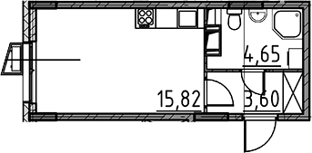 Планировка — ВЕРЕН НОРТ Cертолово, Студия, 24 м²