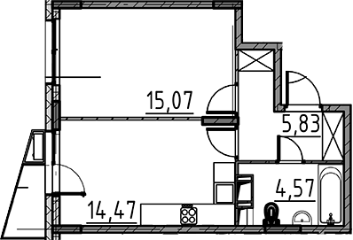 Планировка — ВЕРЕН НОРТ Cертолово, 1-комн., 40 м²