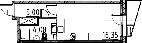 Планировка — ВЕРЕН НОРТ Cертолово, Студия, 25 м²