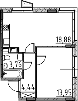 Планировка — ВЕРЕН НОРТ Cертолово, 2-комн., 41 м²